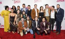 L'équipe du film "Love, Simon" à Los Angeles, le 13 mars 2018