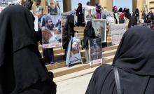 Des proches de détenus islamistes incarcérés au Liban manifestent pour leur libération dans le cadre d'une amnistie générale le 6 avril 2018 à Beyrouth