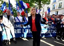 Marine Le Pen, présidente du Front national, le 20 avril 2018 à Paris