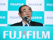 Shigetaka Komori, directeur général de Fujifilm, lors d'une conférence de presse, le 31 janvier 2018 à Tokyo