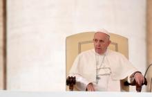 Le pape François le 11 avril 2018 place Saint-Pierre au Vatican