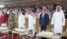 Une photo fournie par le palais royal saoudien le 16 avril 2018 montre (de G à D) le roi de Bahrein Hamad ben Issa Al Khalifa, le roi Abdallah II de Jordanie, l'émir du Koweït cheikh Sabah al-Ahmad al