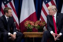 Le président français Emmanuel Macron (g) et son homologue américain Donald Trump, le 18 septembre 2017 à New York