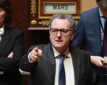 Le chef de file des députés LREM Richard Ferrand à l'Assemblée nationale le 21 mars 2018 à Paris
