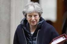 Britain's Prime Minister Theresa May leaves 10 Downing Street in London on March 28, 2018 ahead of the weekly Prime Ministers Questions session in the House of Commons.