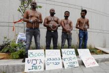 Des migrants africains manifestent à Tel-Aviv contre le plan d'expulsion du gouvernement israélien, le 3 avril 2018