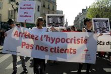 Manifestation contre la pénalisation des clients des prostituées, le 8 avril 2017 à Paris