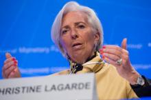 La directrice générale du FMI Christine Lagarde tient une conférence de presse à Washington, le 19 avril 2018