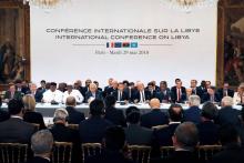 Emmanuel Macron réunit les principaux acteurs du conflit libyen à l'Elysée à Paris, le 29 mai 2018
