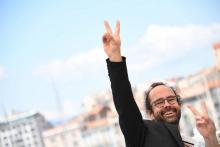 Le paysan militant Cédric Herrou au festival de Cannes, le 18 mai 2018, pour la présentation du film "A tous vents"