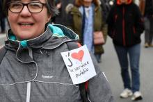 Défilé de manifestants pour la défense du service public le 22 mars 2018 à Rennes