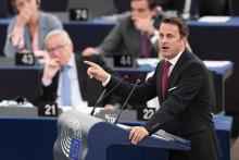 Le Premier ministre luxembourgeois Xavier Bettel s'exprime au Parlement européen, à Strasbourg (France) le 30 mai 2018