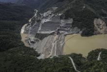 Vue aérienne de Hidroituango, la plus grande centrale hydroélectrique de Colombie, près d'Ituango (département d'Antiocha, nord-ouest) le 12 mai 2018