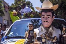 Célébration au Mexique du 109e anniversaire de Jesus Malverde, considéré comme le "saint patron" des trafiquants de drogue, le 3 mai 2018