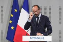Edouard Philippe prononce un discours à l'ENA à Strasbourg, le 18 mai 2018