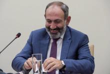 Le Premier ministre arménien Nikol Pachinian à Stépanakert, chef-lieu de la région sécessionniste du Nagorny-Karabakh, en Azerbaïdjan, le 9 mai 2018