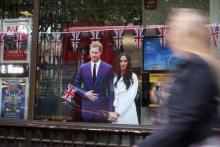 Une affiche à Londres avant le marriage du prince Harry et Meghan Markle, le 16 mai 2018