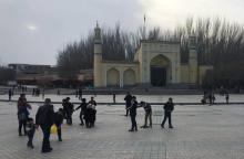 La mosquée Idkah à Kashgar, dans le Xinjiang, dans l'ouest de la Chine, le 18 février 2018