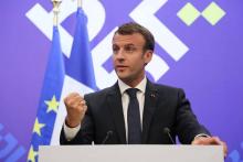 Le président français Emmanuel Macron à Sofia le 17 mai 2018 pour un sommet UE/Balkans