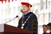 Le président de l'Université de Californie du Sud (USC), C. L. Max Nikias, à Los Angeles le 11 mai 2018