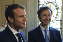 Emmanuel Macron visite le château Monte Cristo avec Stéphane Berne à Marly-le-Roi (Yvelines) le 16 septembre 2017