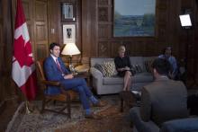 Le Premier ministre canadien Justin Trudeau lors d'un entretien exclusif avec l'AFP