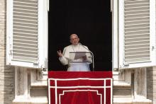 Le pape François lors de la prière de l'Angelus sur la place Saint Pierre de Rome, le 29 avril 2018