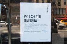 Comme quelque 8.000 cafés Starbucks aux Etats-Unis, cet établissement situé à Manhattan à New York a fermé ses portes mardi 29 mai 2018 dans l'après-midi