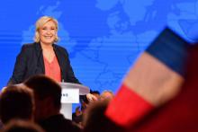 La président du Front National Marine Le Pen au palais des Congrès à Nice dans le sud de la France, le 1er mai 2018