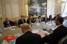 Réunion des ministres à l'Elysée en présence d'Emmanuel Macron et Edouard Philippe le 30 mai 2018