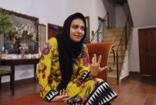 Poignardée 23 fois en plein jour, Khadija Siddiqui, continue à se battre pour que son agresseur aille en prison, lors d'une interview avec l'AFP à Lahore, le 8 juin 2018