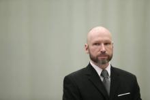 Anders Behring Breivik au dernier jour de son appel sur ses conditions de détention à la prison de Skien le 18 janvier 2017.