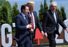 Emmanuel Macron et Giuseppe Conte à Charlevoix lors du G7, le 8 juin 2018