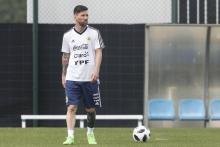 L'attaquant vedette de l'Argentine Lionel Messi lors d'un entraînement, le 6 juin 2018 à Barcelone