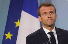 Le président Emmanuel Macron s'exprime devant la presse à l'issue dusommet du G7 le 9 juin 2018 à La Malbaie, au Québec