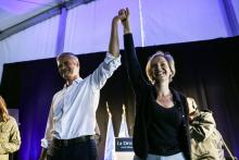Le président des Républicains Laurent Wauquiez et Viriginie Calmels, n° 2 du parti, limogée dimanche soir. Photo prise le 3 septembre 2017.