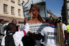 Les proches de Naomi Musenga durant une marche en hommage à la jeune femme le 16 mai 2018, à Strasbourg