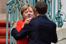 La chancelière allemande Angela Merkel et le président français Emmanuel Macron, le 19 avril 2018 à Berlin