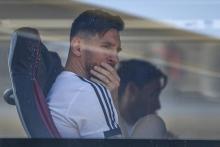 Le footballeur argentin à son arrivée avec l'équipe d'Argentine à Barcelone le 31 mai 2018
