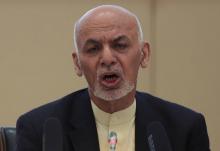 Le président afghan Ashraf Ghani fait une déclaration en ouverture de la deuxième conférence du Processus de Kaboul, le 28 février 2018