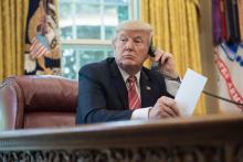 Donald Trump dans le bureau ovale de la Maison-Blanche, le 27 juin 2017