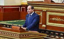 Photo diffusée le 2 juin 2018 par la présidence égyptienne montrant le président Abdel Fattah al-Sissi lors de sa prestation de serment au Parlement au Caire après sa réélection en mars