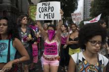 Manifestation contre les violences faites aux femmes, le 28 novembre 2017 à Rio de Janeiro, au Brésil