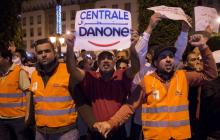 Des employés de la filiale marocaine du groupe Danone manifestent à Rabat le 5 juin 2018