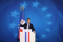 Emmanuel Macron donne une conférence de presse en marge du sommet européen à 27, sans le Royaume-Uni, le 29 juin 2018 à Bruxelles