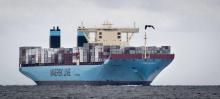 Un porte-conteneur du groupe danois Maersk au large du Danemark, le 13 octobre 2015