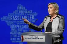 Marine Le Pen vendredi 1er juin 2018, jour du changement de nom du "Front national" en "Rassemblement national"
