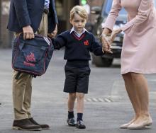 Le prince George le jour de sa rentreé à l'école maternelle à Londres, le 7 septembre 2017
