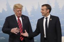 Le président américain Donald Trump et son homologue français Emmanuel Macron au sommet du G7 à La Malbaie au Canada, le 8 juin 2018