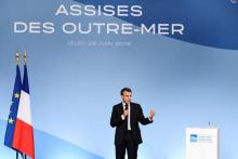 Le président Emmanuel Macron prononce un discours à l'occasion des "Assises des outre-mer" le 28 juin 2018 à l'Elysée